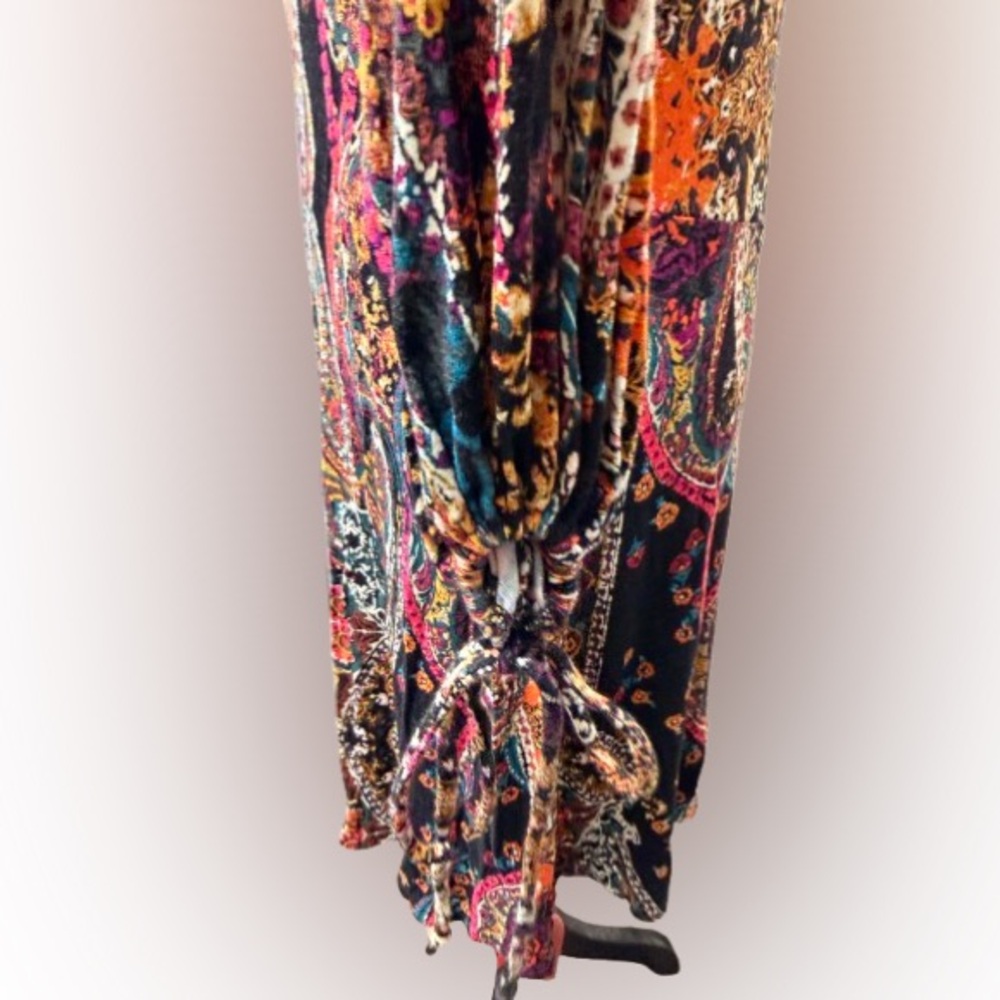 Free People - All Dolled Up Mini Dress Paisley Mock Neck Cutout Back-Size Large - Picture 3 of 6